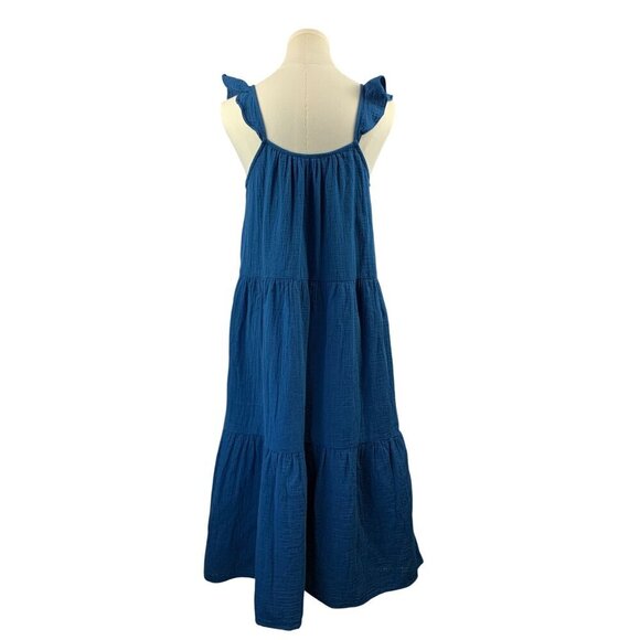J.Crew Womens Blue Tiered Dress XSP Cotton - Picture 2 of 5